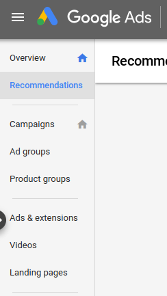 Where to find the Google Ads Optimization Score