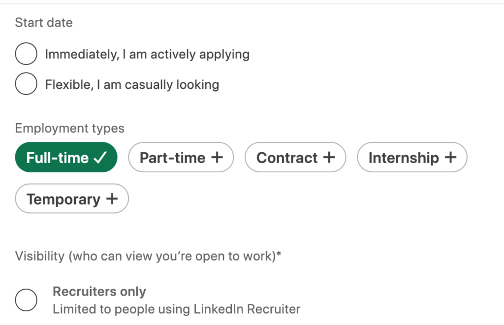 Open to Work Visibility Questions for LinkedIn