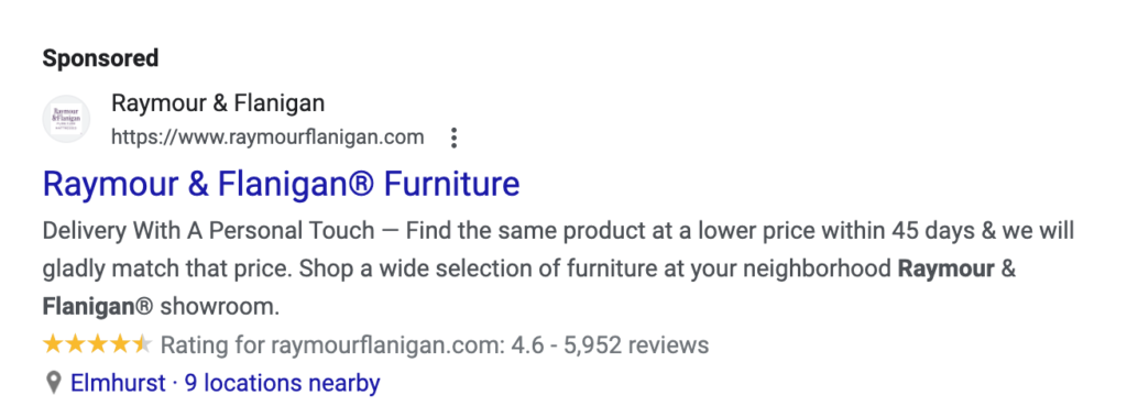 Google Ads location extension ad example