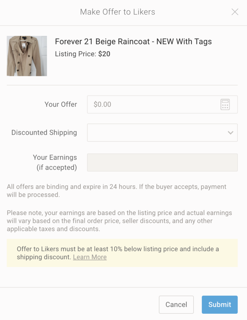 how to offer to likers on Poshmark